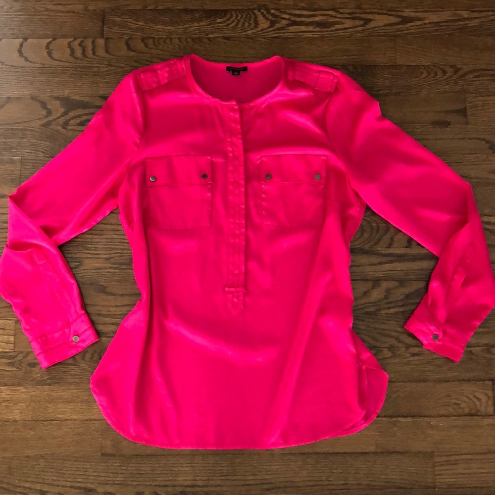 Bright Pink Blouse with Military Styling